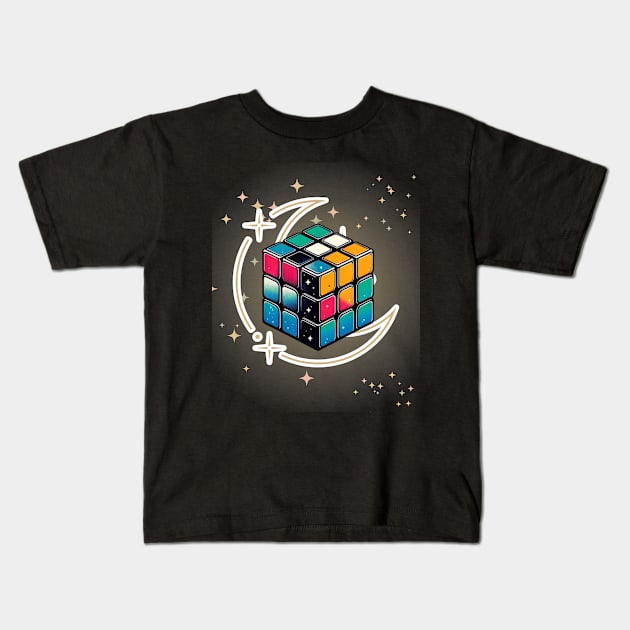 Cosmo-Abstract Rubiks Cube Kids T-Shirt by mieeewoArt